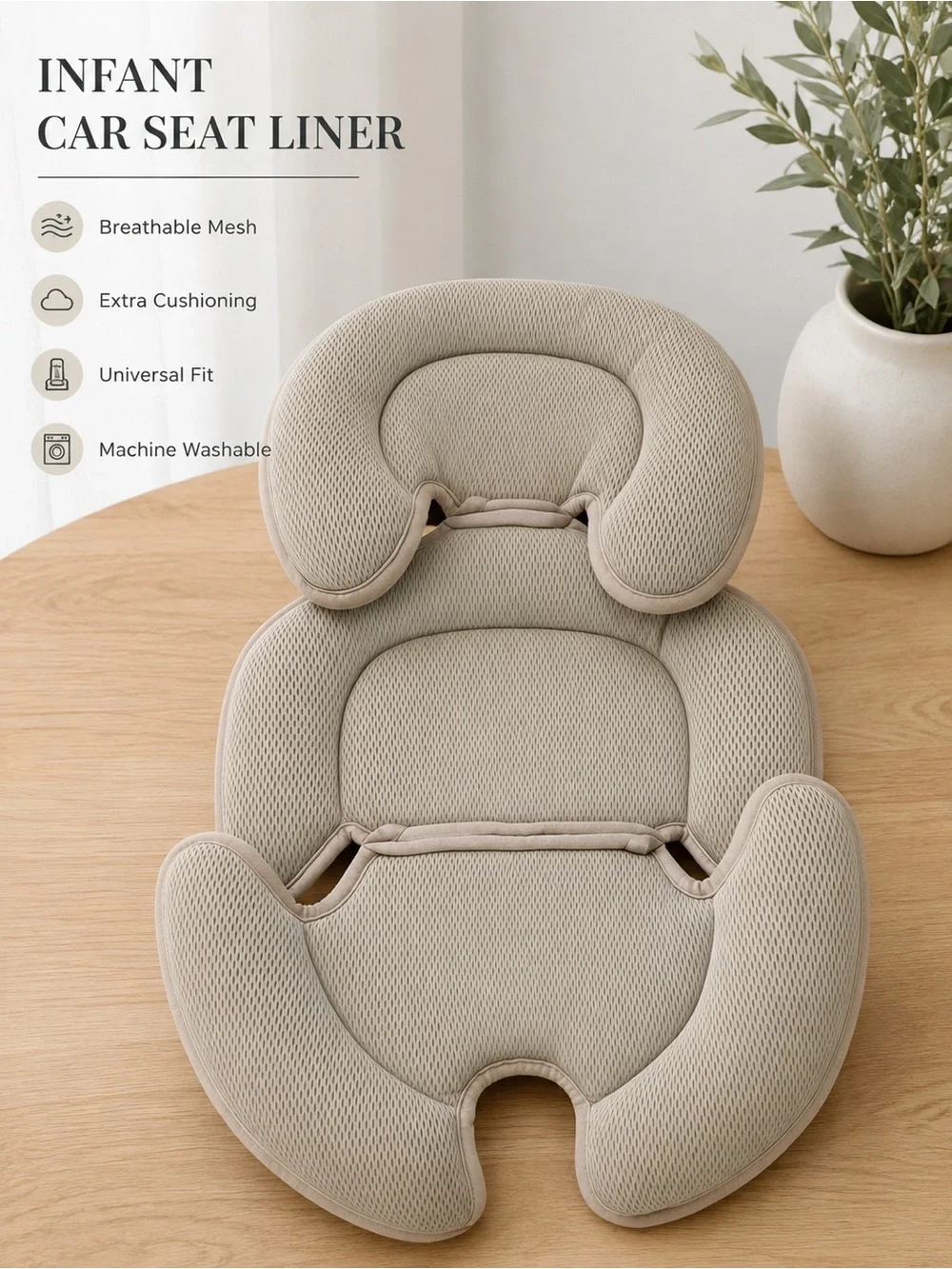 Infant Car Seat Liner - Breathable Beige Mesh